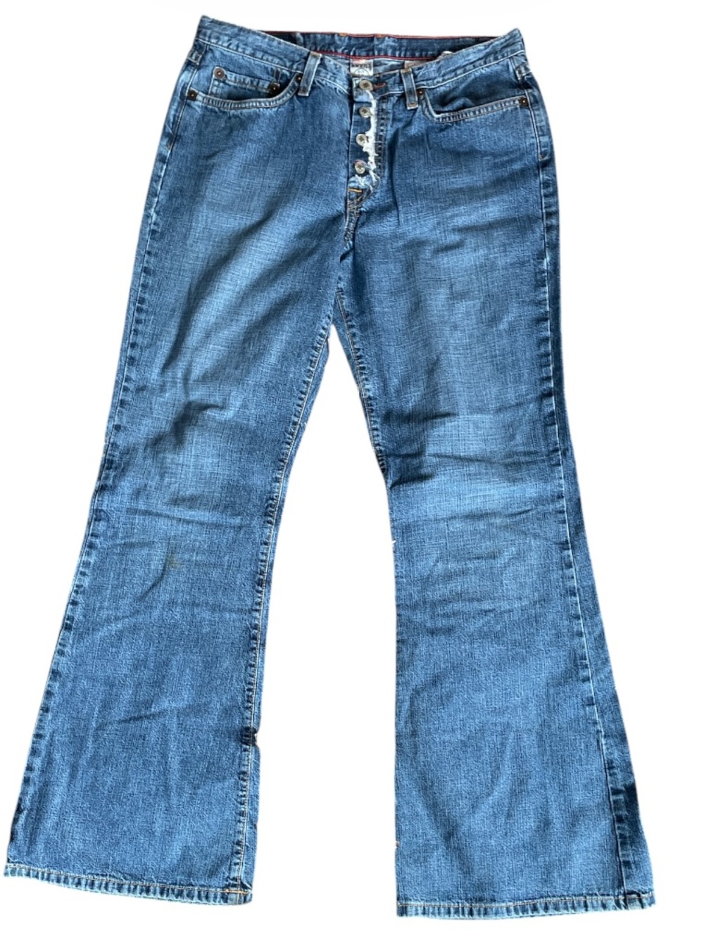 Lucky Brand Dungarees  Y2K Vintage Low-Rise Button Fly Flare Jeans size 10